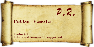 Petter Romola névjegykártya